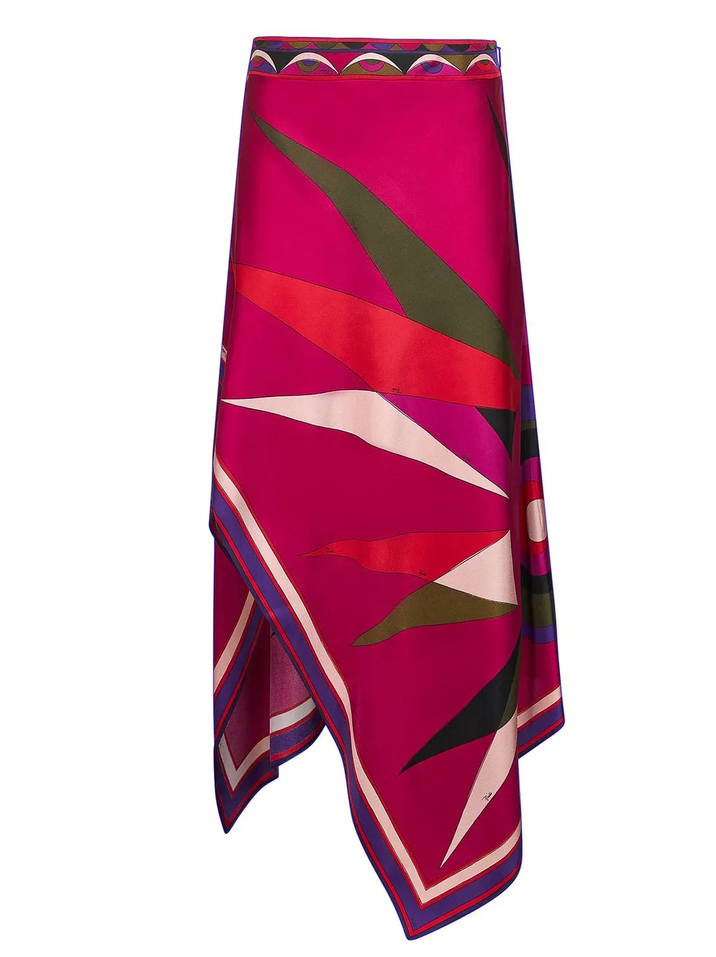 Pucci Asymmetric Scarf-Hem Midi Skirt