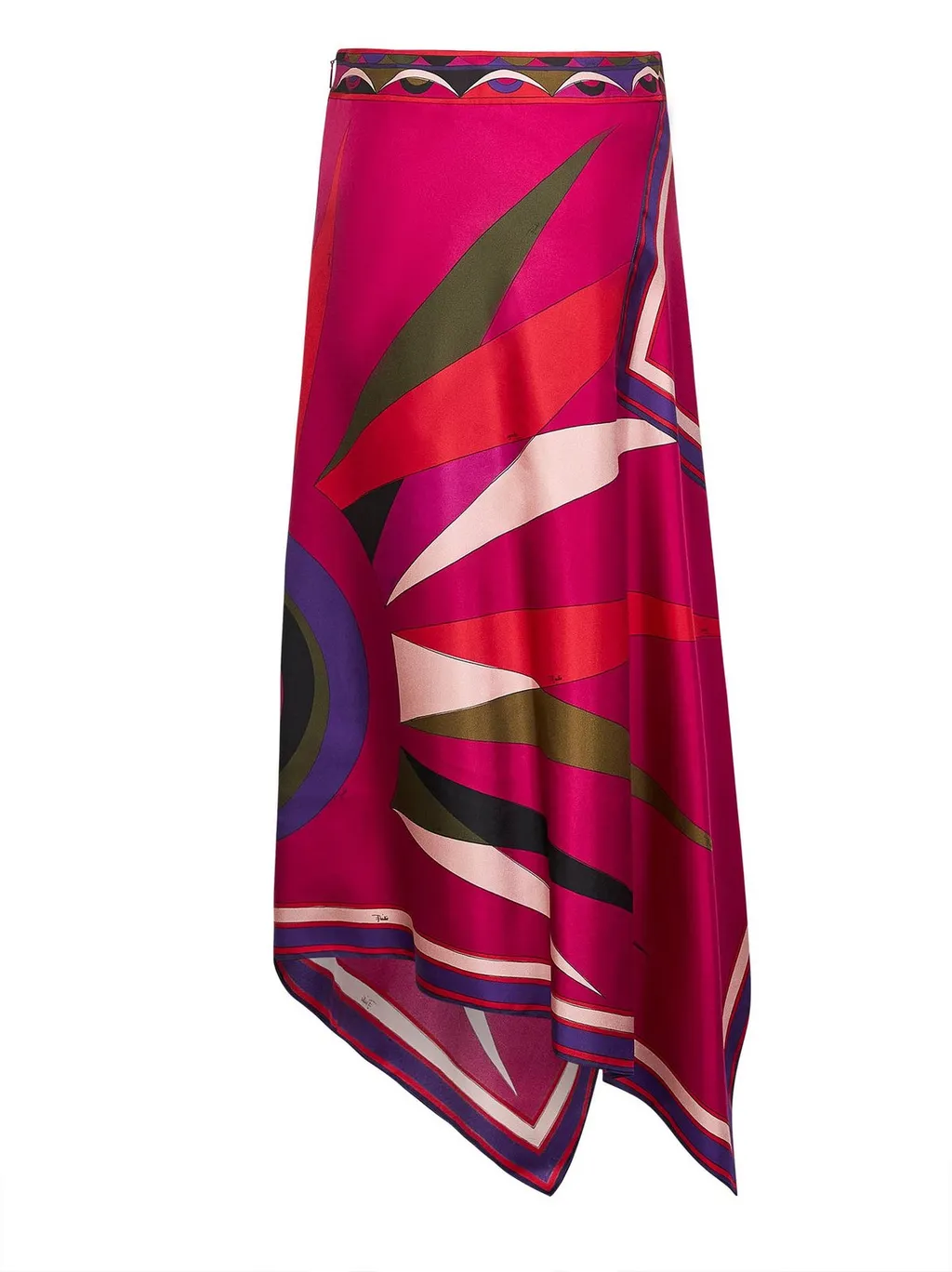 Pucci Asymmetric Scarf-Hem Midi Skirt