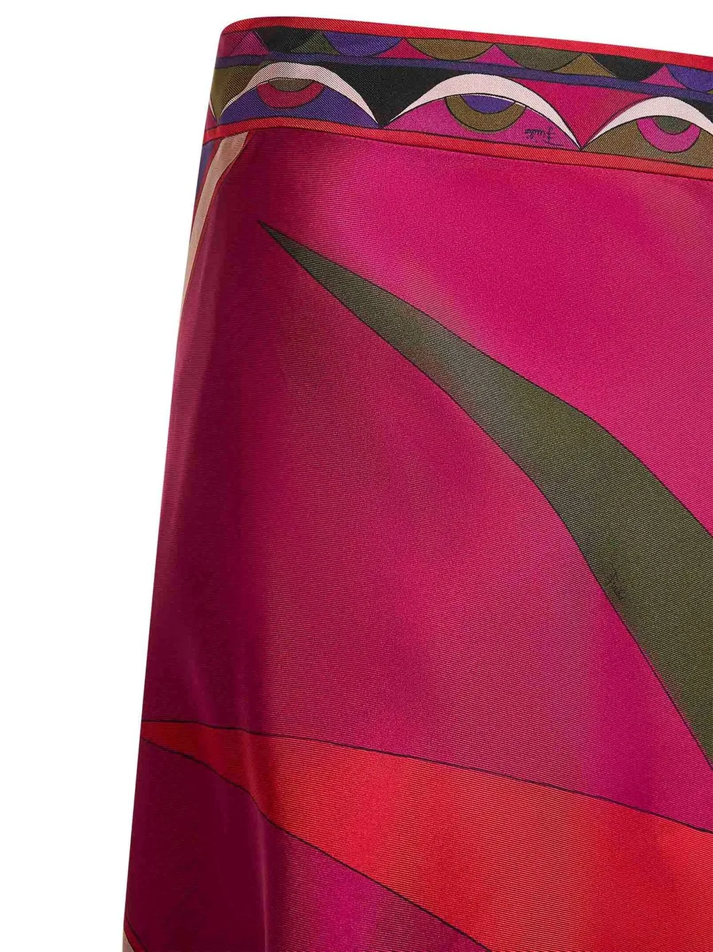 Pucci Asymmetric Scarf-Hem Midi Skirt