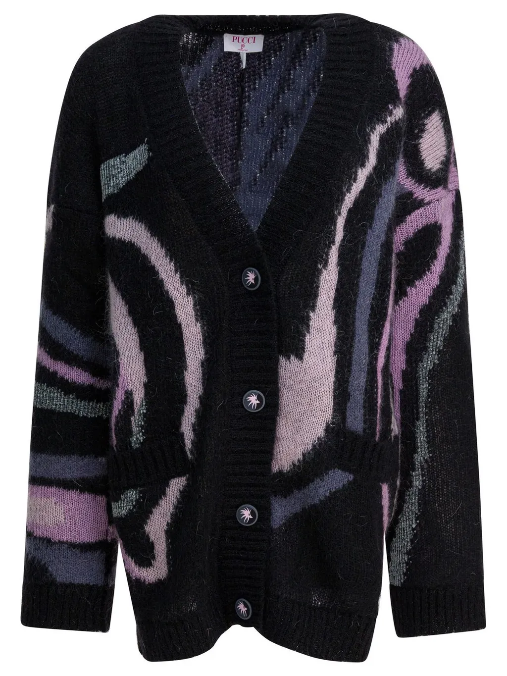 Pucci Marmo Inlay Oversized V-Neck Cardigan