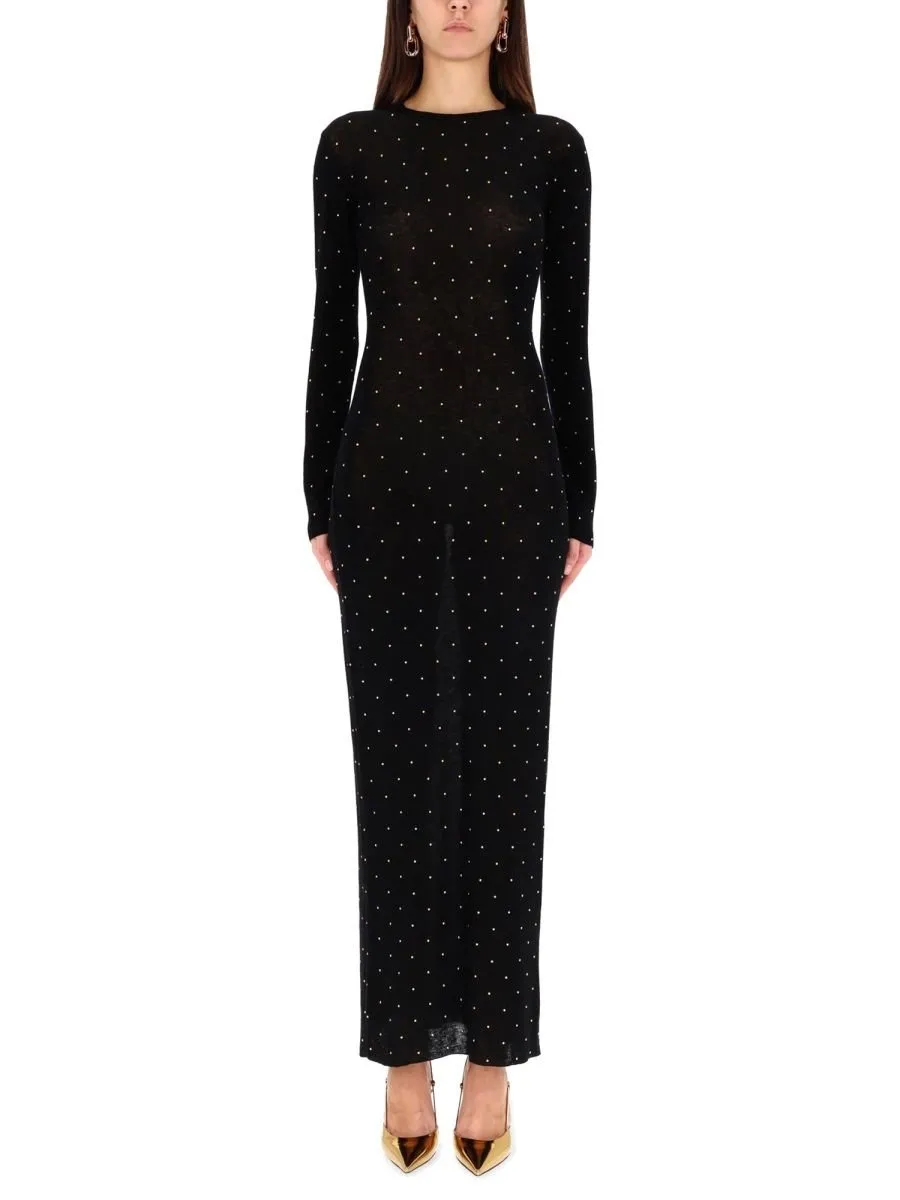 Paco Rabanne Midi Second Skin Stud-Embellished Dress