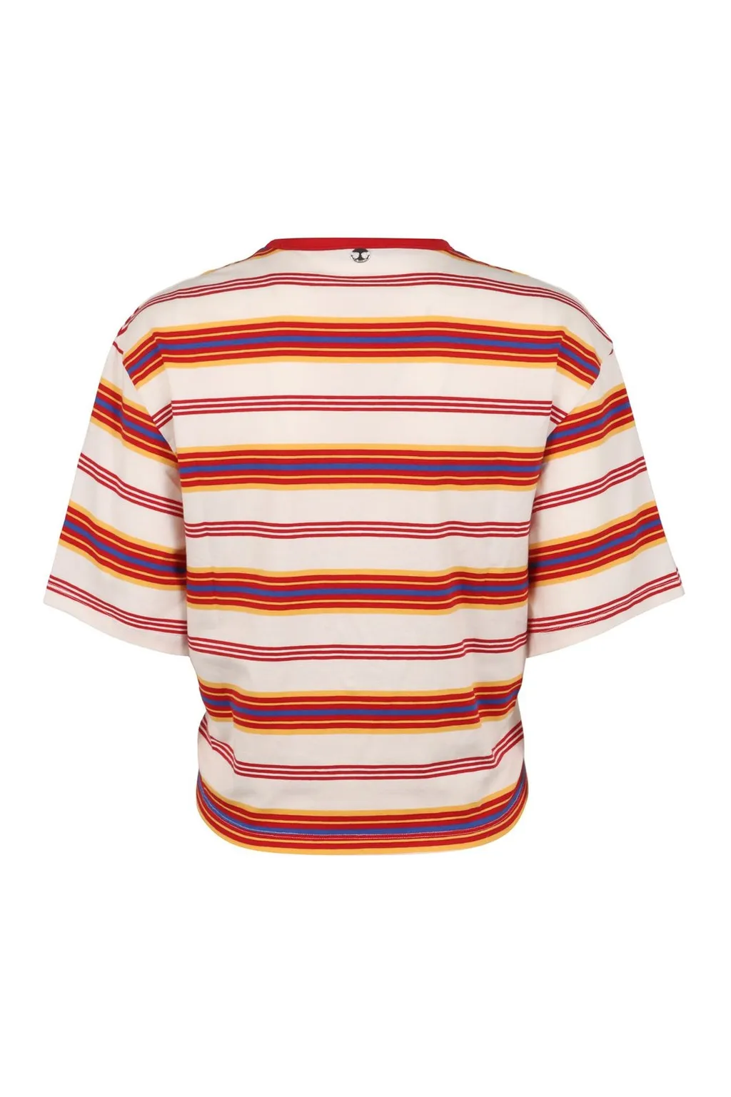 Paco Rabanne Ring Detailed Striped Cropped T-Shirt