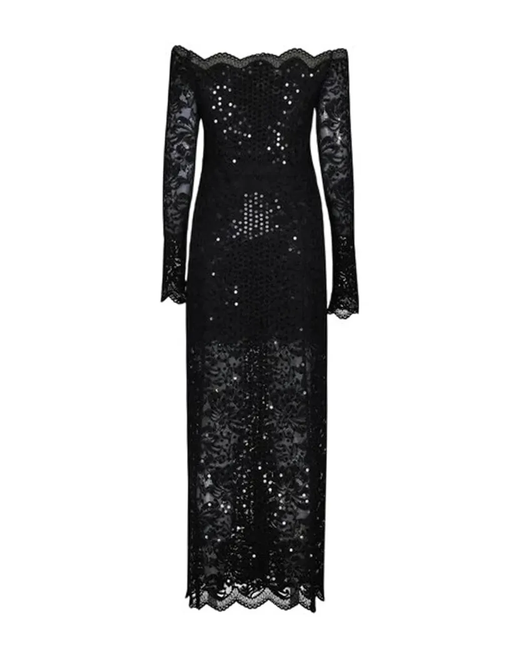 Paco Rabanne Sequin-Embroidered Lace Long Dress