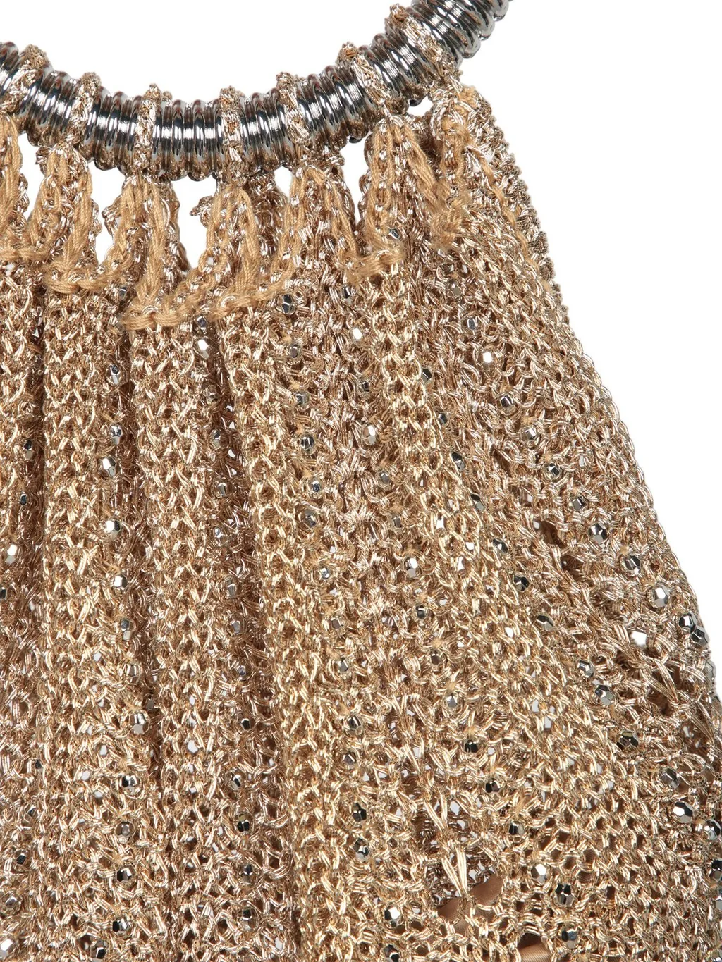 Paco Rabanne Top Handle Beaded Crochet Tote Bag