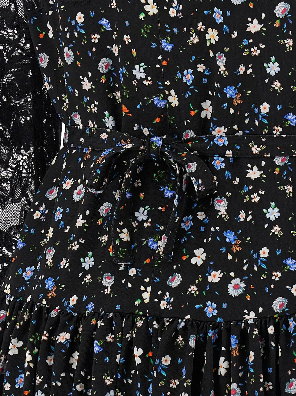Paco Rabanne Floral Pleated Lace Dress