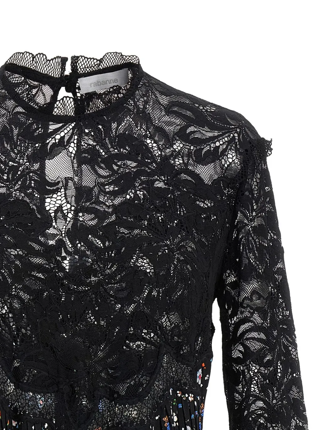 Paco Rabanne Floral Pleated Lace Dress