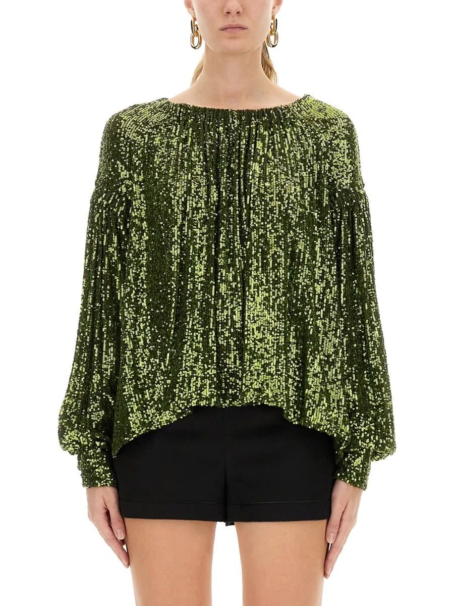Paco Rabanne Off-The-Shoulder Sequin Embellished Top