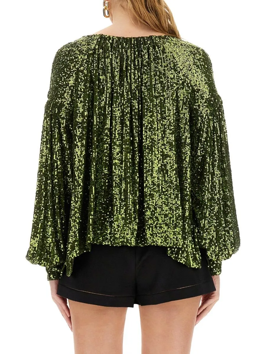 Paco Rabanne Off-The-Shoulder Sequin Embellished Top