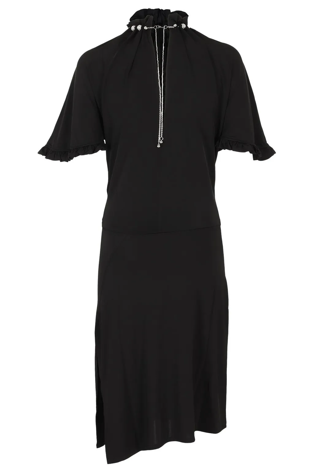 Paco Rabanne Crystal-Embellished High-Neck Midi Dress