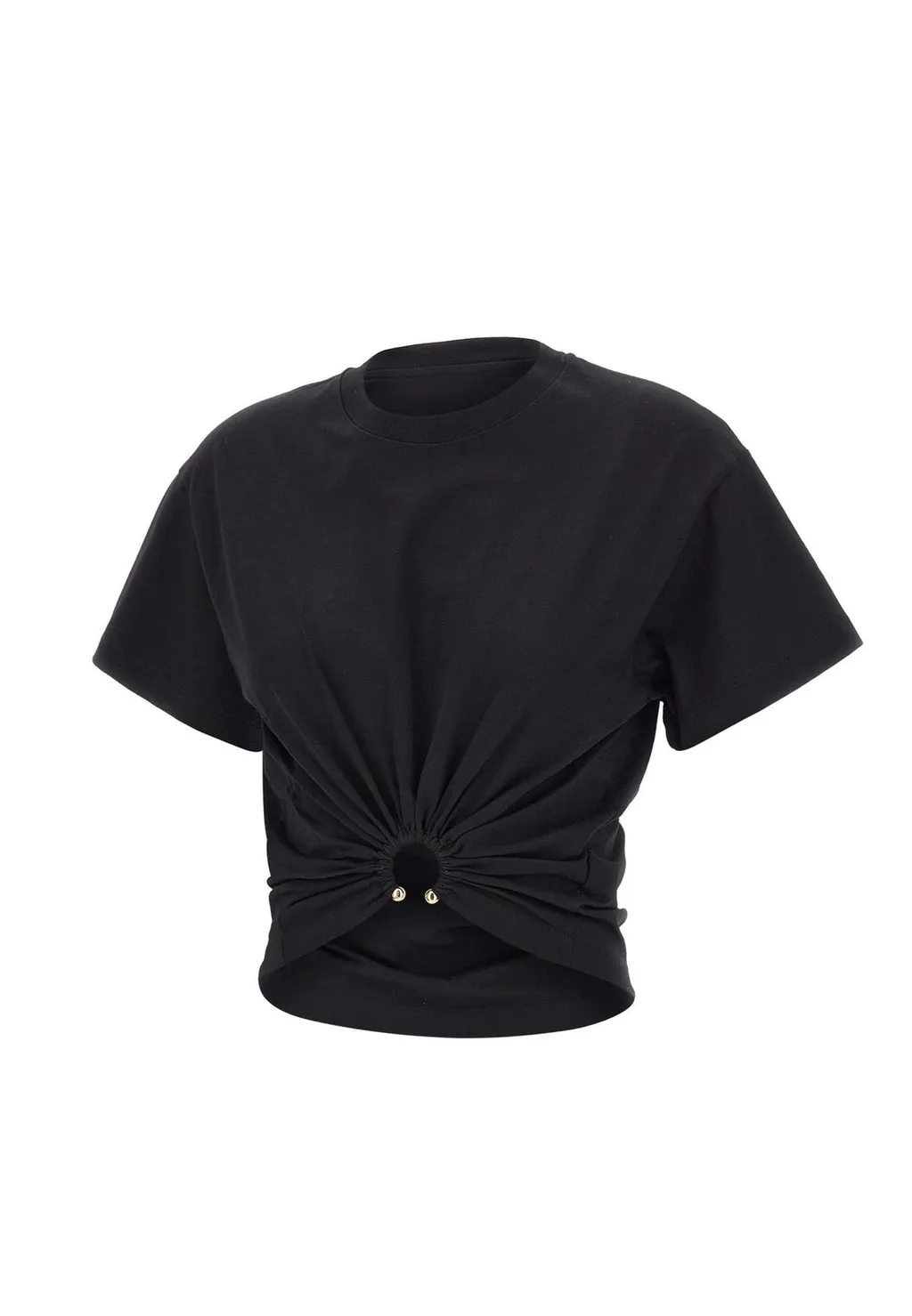 Paco Rabanne Ring Detailed Cropped T-Shirt