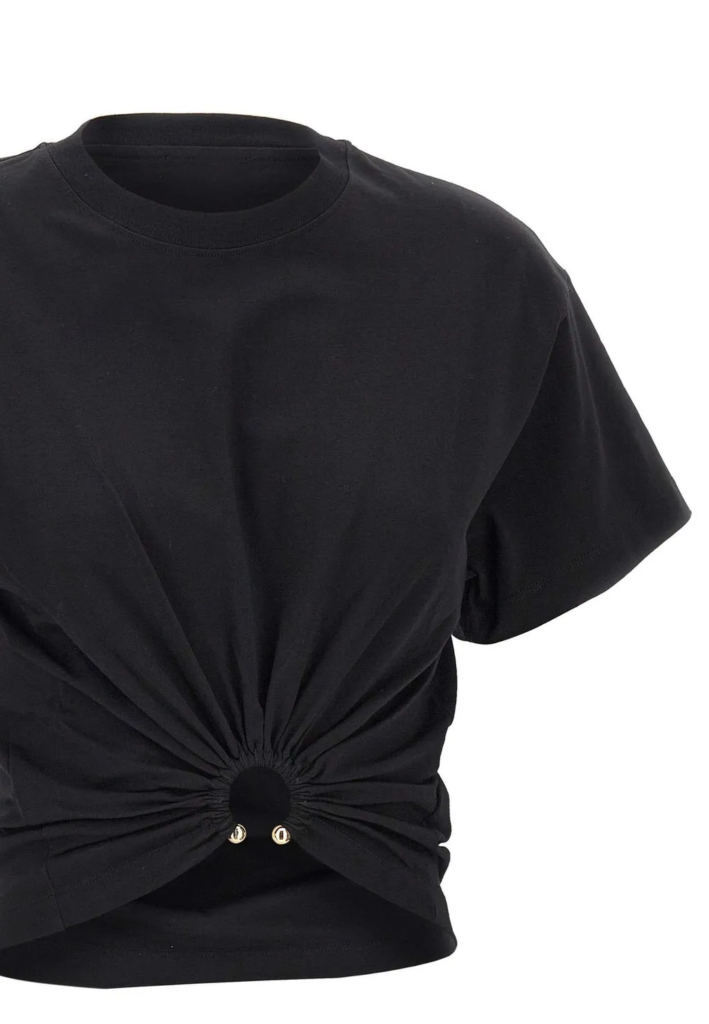 Paco Rabanne Ring Detailed Cropped T-Shirt