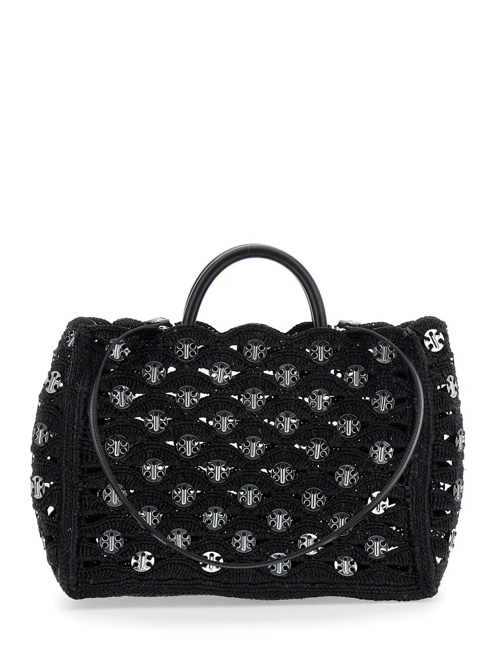 Paco Rabanne Disc Detailed Woven Tote Bag