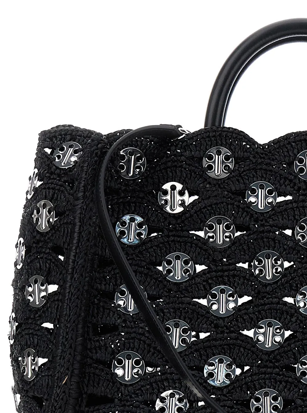 Paco Rabanne Disc Detailed Woven Tote Bag