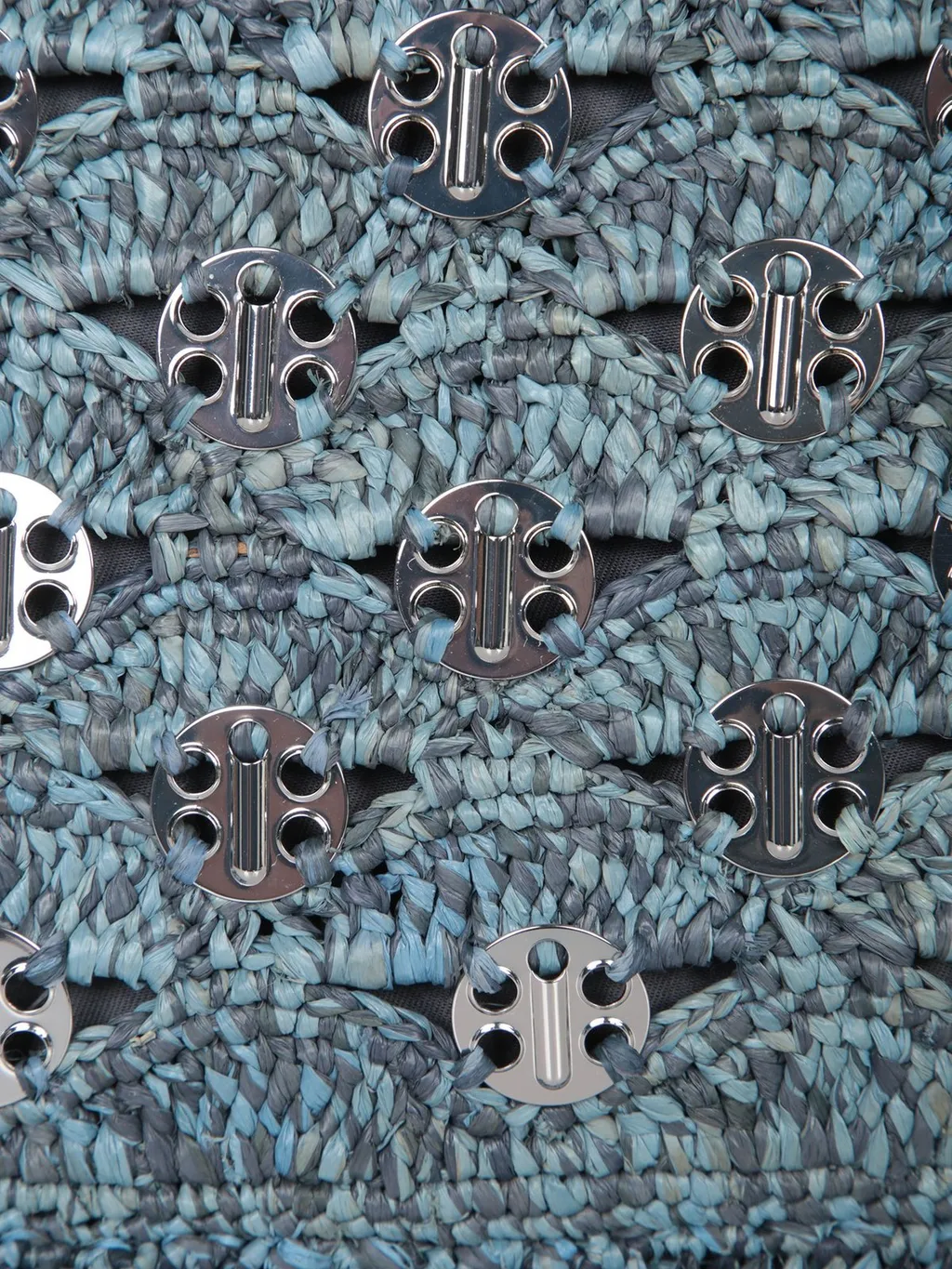 Paco Rabanne Iconic 1969 Discs Detailed Denim Pouch Bag