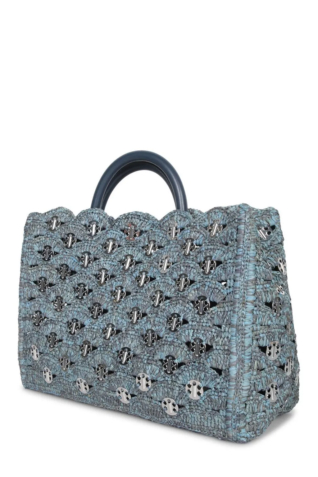Paco Rabanne Iconic 1969 Discs Detailed Denim Tote Bag