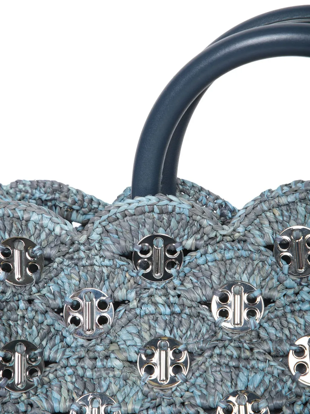 Paco Rabanne Iconic 1969 Discs Detailed Denim Tote Bag