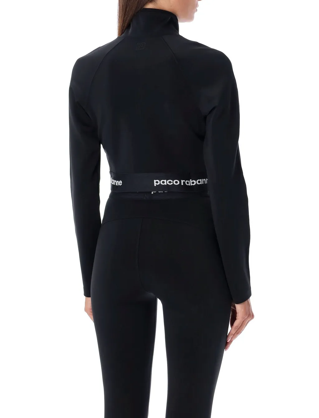 Paco Rabanne Logo-Underband Zipped Cropped Top