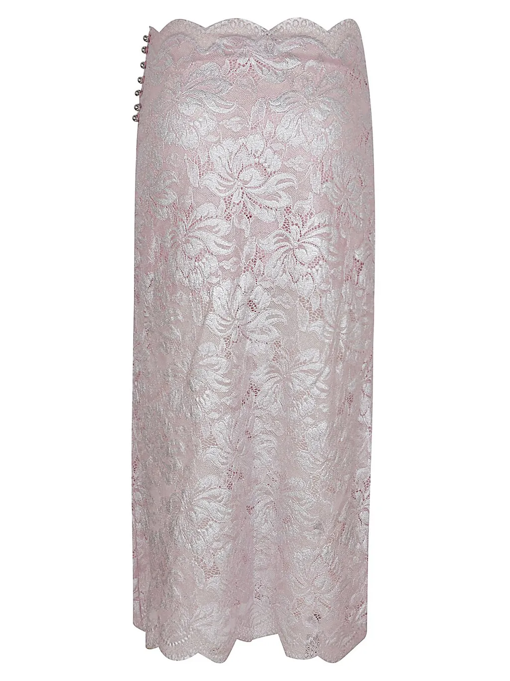 Paco Rabanne Scalloped Edge Midi Lace Skirt