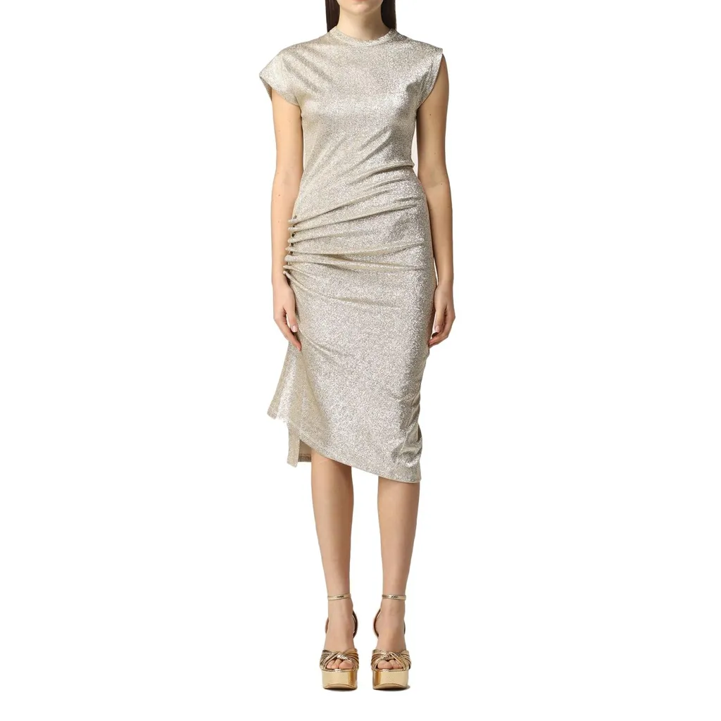Paco Rabanne Asymmetric Ruched Midi Dress