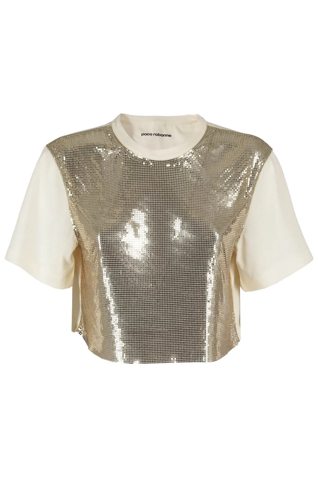 Paco Rabanne Chainmail-Panel Cropped T-Shirt