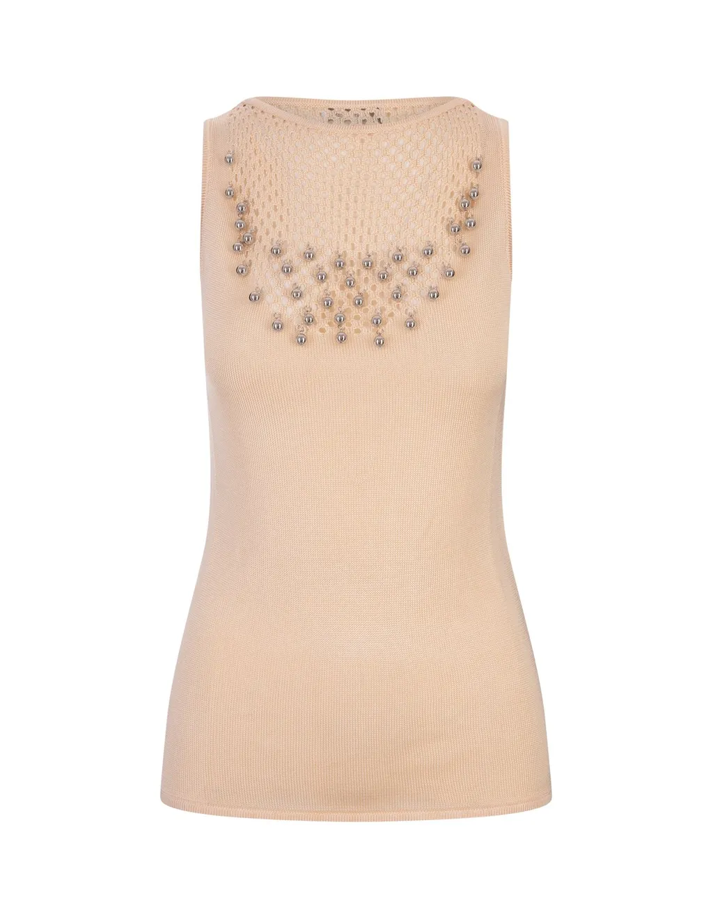 Paco Rabanne Bead-Embellished Sleeveless Knitted Top