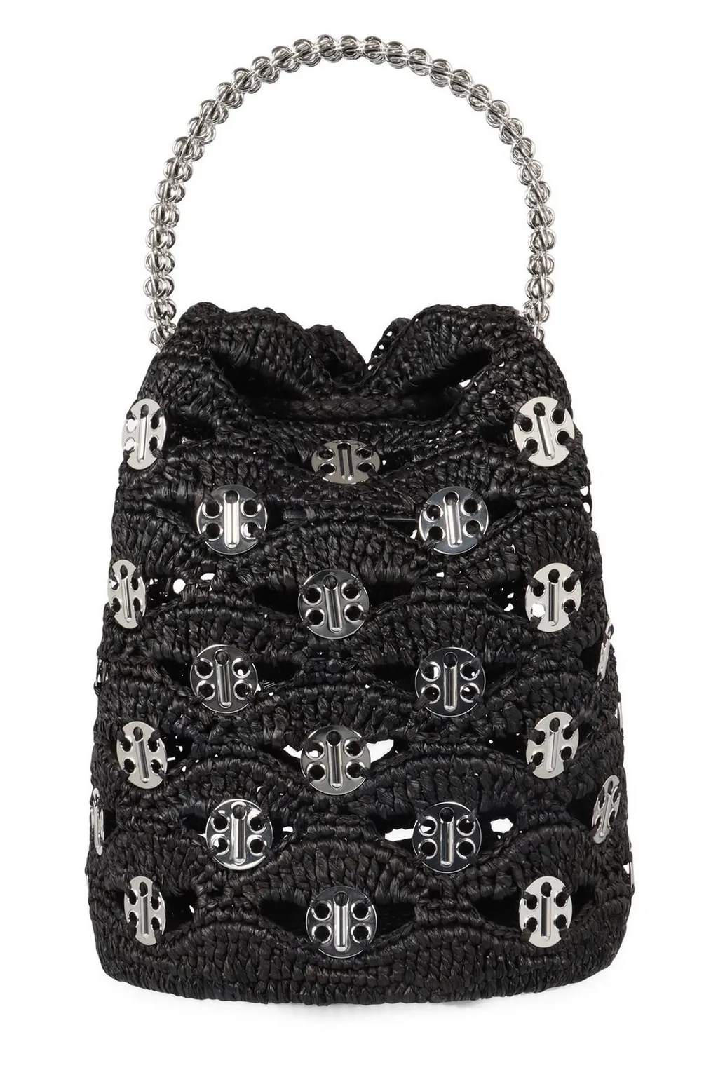 Paco Rabanne Raffia Drawstring Bucket Bag