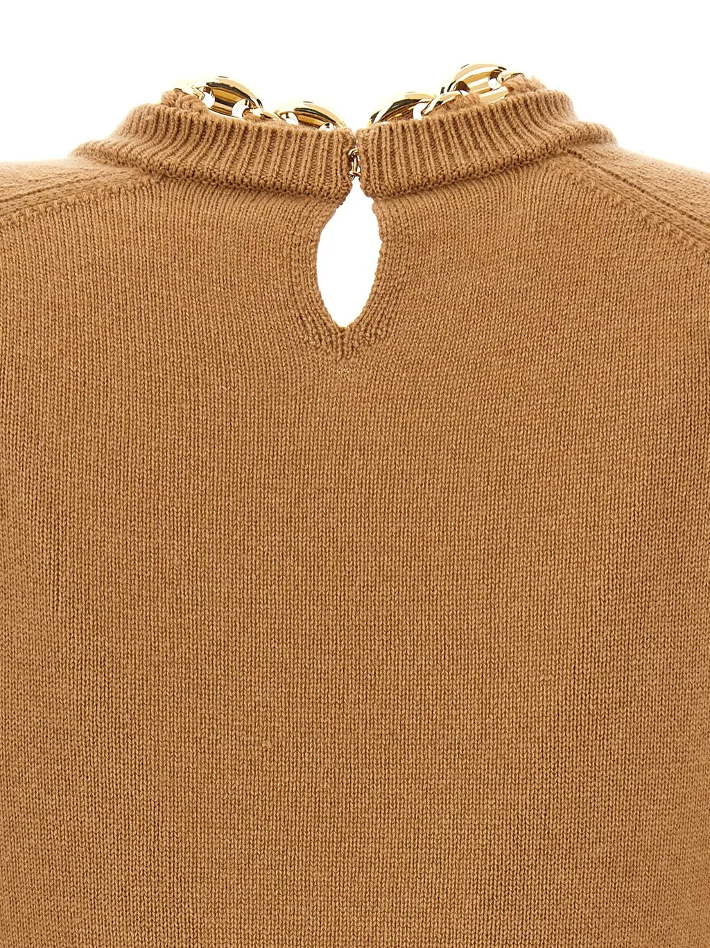 Paco Rabanne Chain-Embellished Long-Sleeved Knitted Dress
