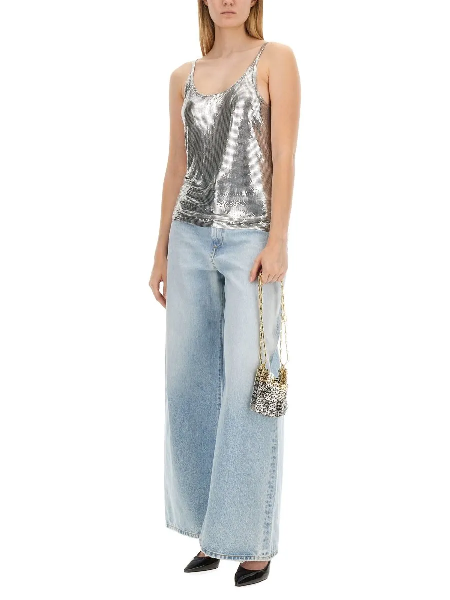 Paco Rabanne Sleeveless Metallic Mesh Tank Top