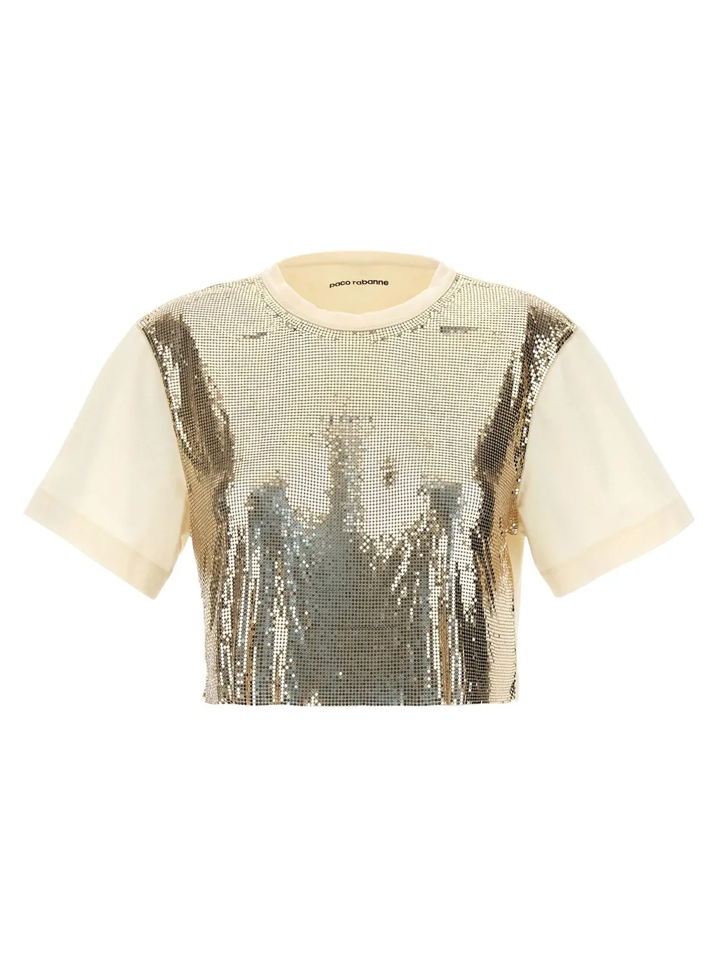 Paco Rabanne Chainmail Effect Cropped T-Shirt