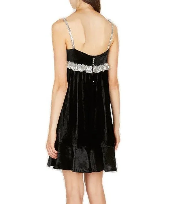 Paco Rabanne Two-Toned Chainmail Velvet Mini Dress