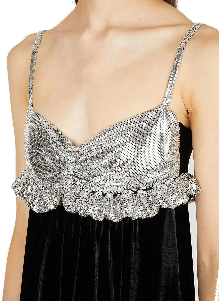 Paco Rabanne Two-Toned Chainmail Velvet Mini Dress