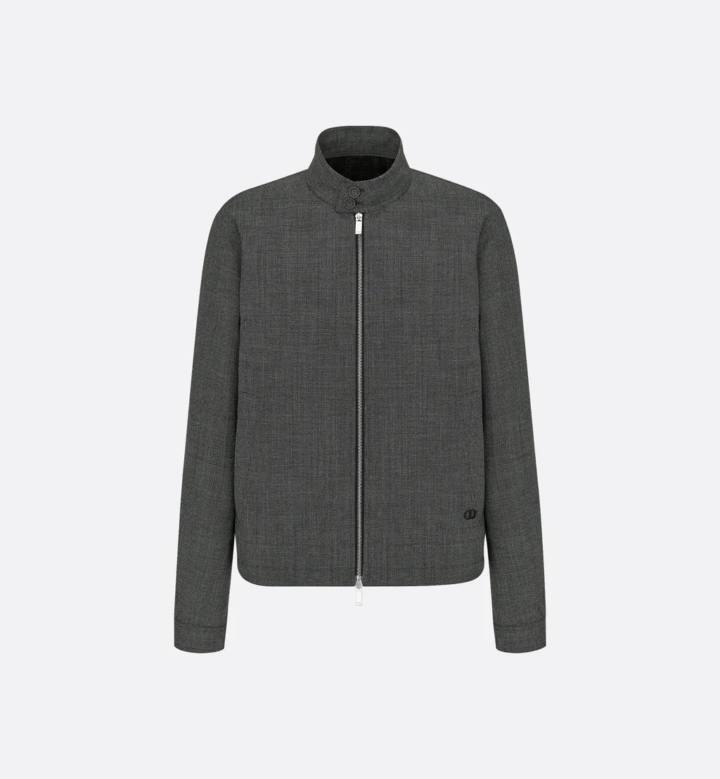 Micro-Houndstooth Harrington-Shape Jacket