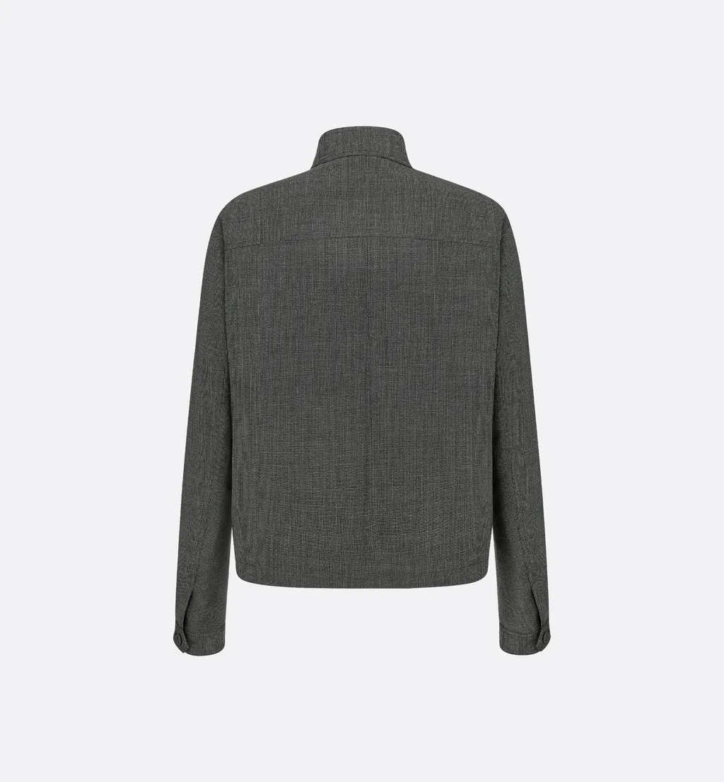 Micro-Houndstooth Harrington-Shape Jacket