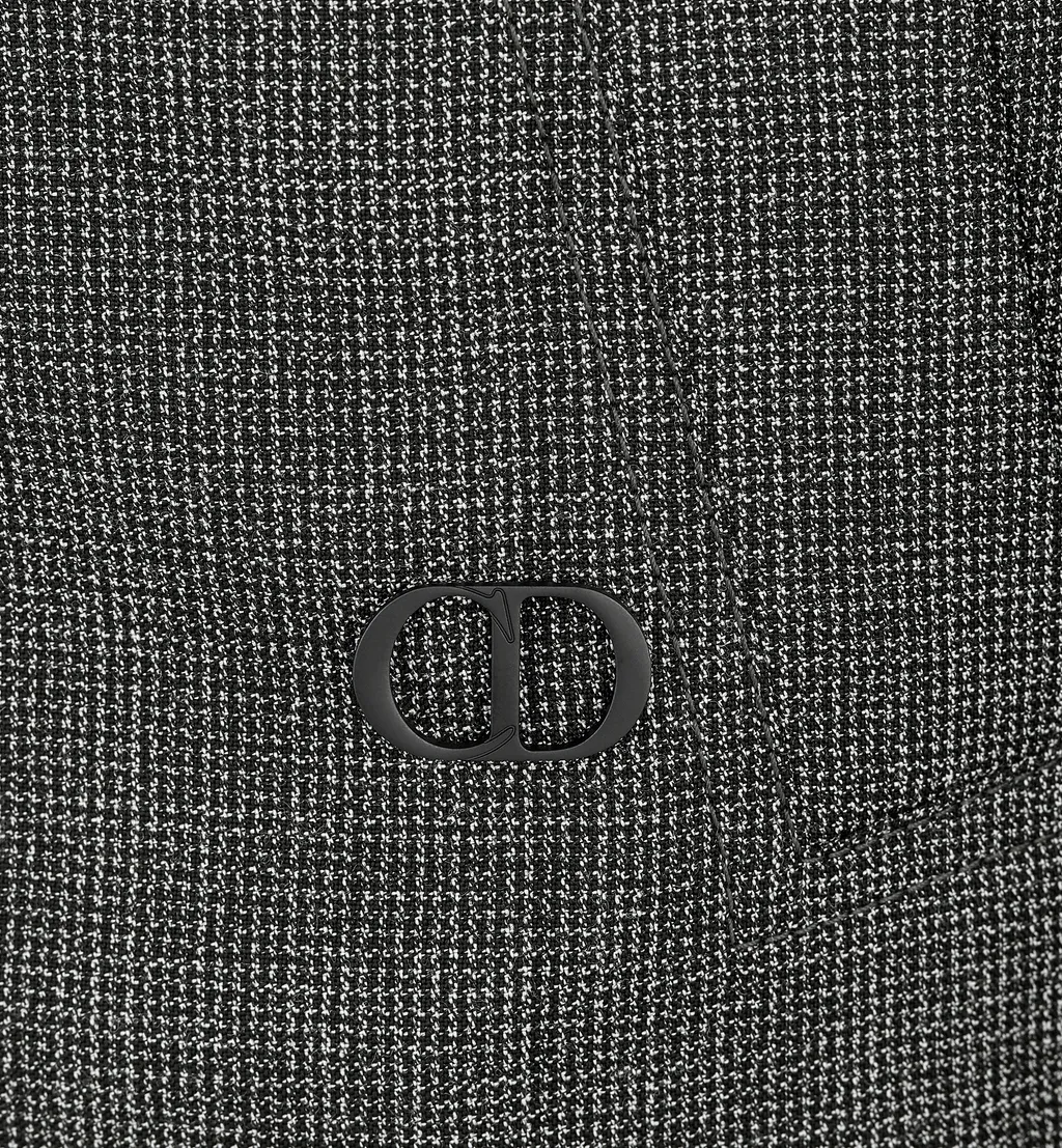 Micro-Houndstooth Harrington-Shape Jacket