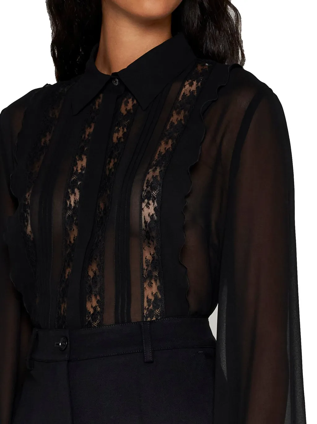 P.A.R.O.S.H. Lace-Detailed Long-Sleeved Shirt