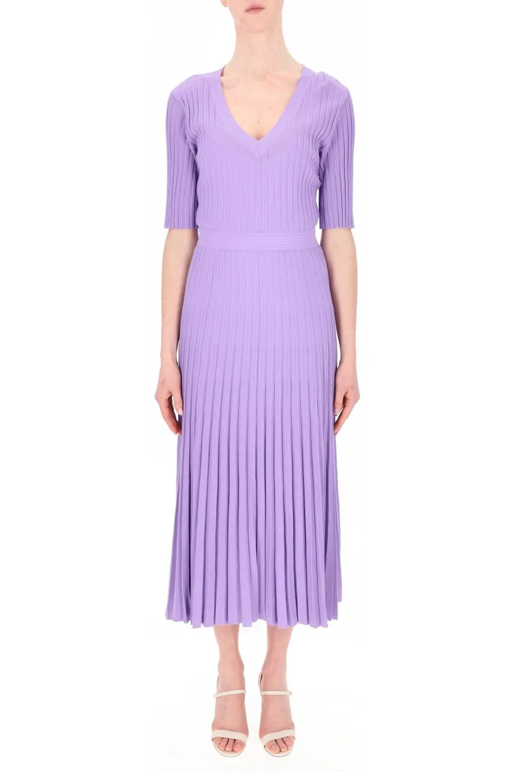 P.A.R.O.S.H. V-Neck Pleated Midi Dress