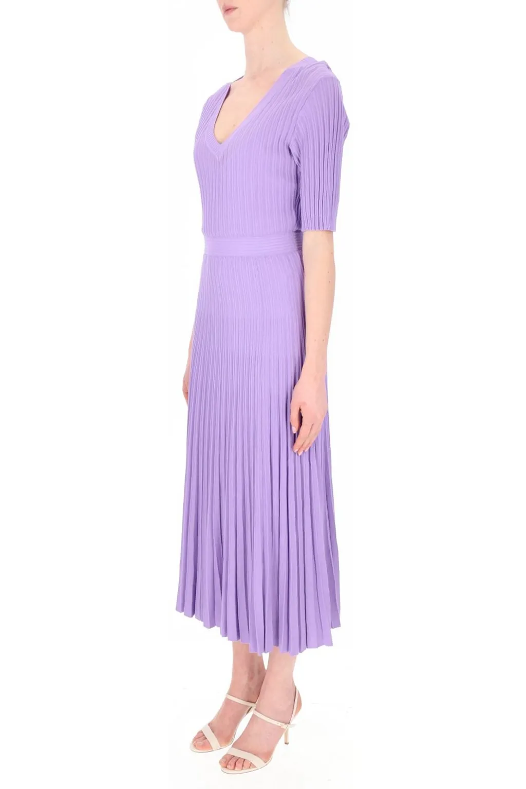 P.A.R.O.S.H. V-Neck Pleated Midi Dress
