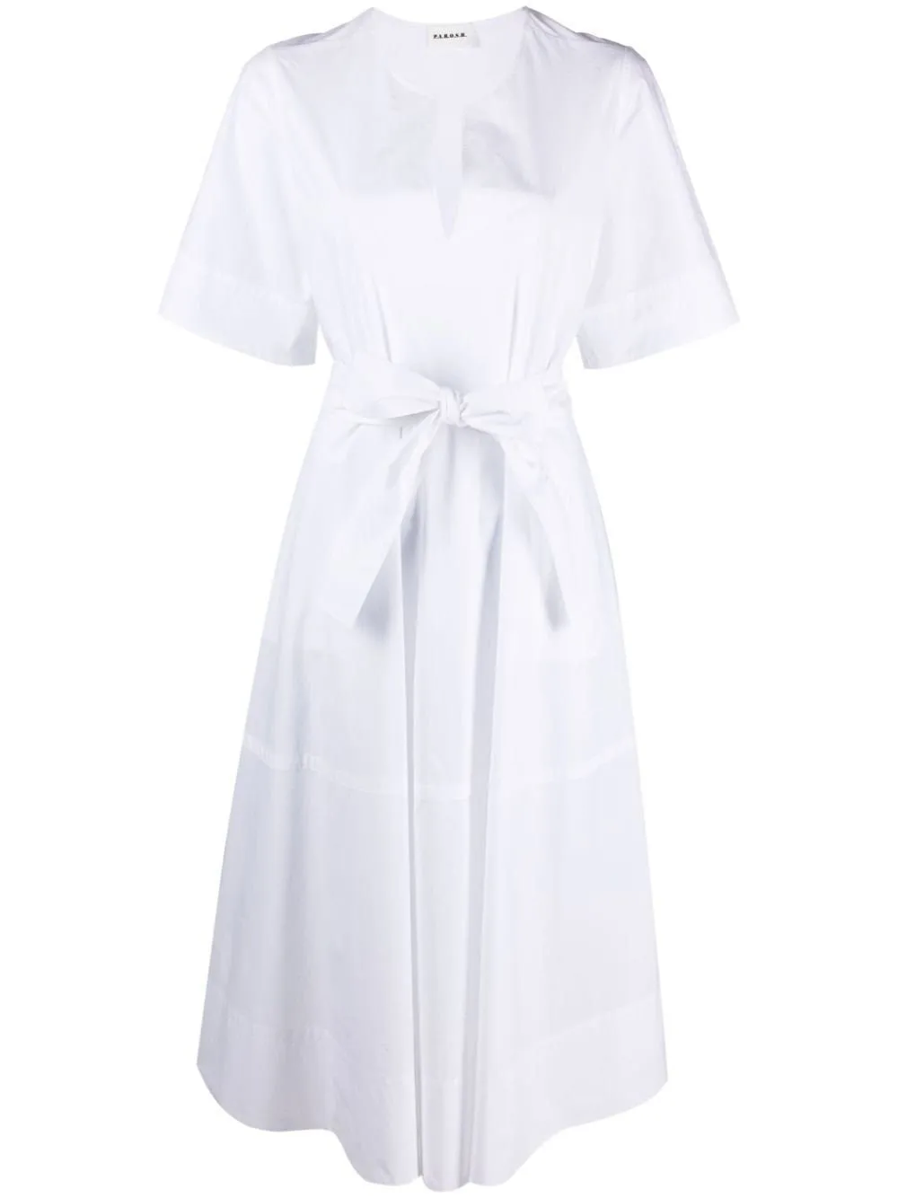 P.A.R.O.S.H. V-Neck Tied-Waist Midi Dress