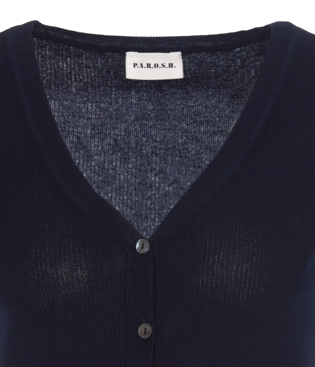 P.A.R.O.S.H. Long-Sleeved V-Neck Buttoned Cardigan