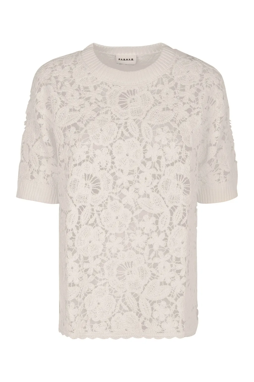 P.A.R.O.S.H. Lace Detailed Short-Sleeve Top