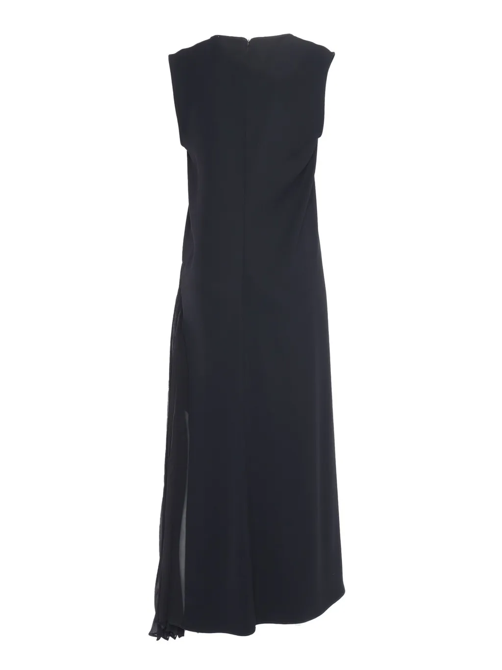 P.A.R.O.S.H. Pleated Sheer Detailed Sleeveless Dress