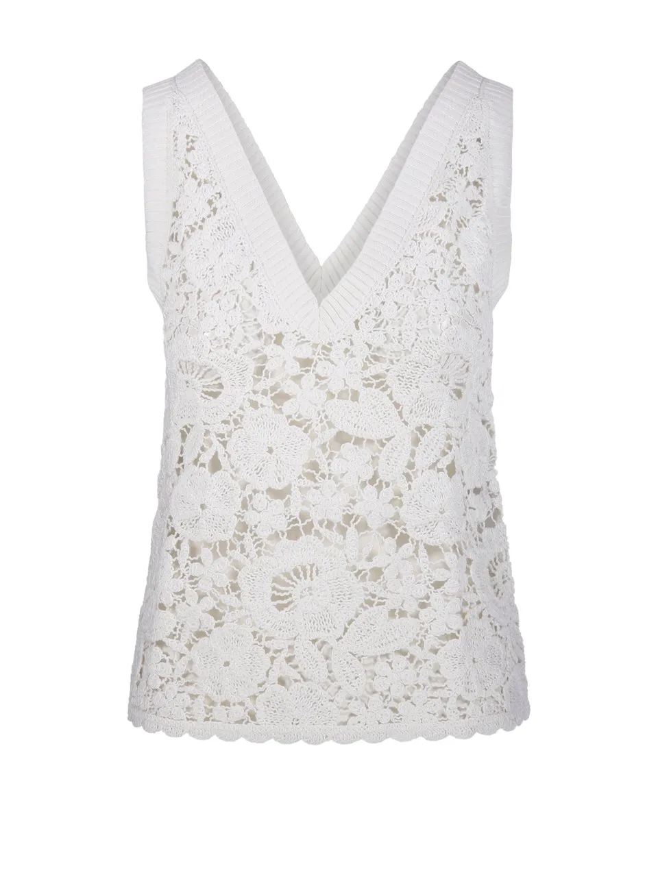 P.A.R.O.S.H. Floral Embroidered Knit Tank Top