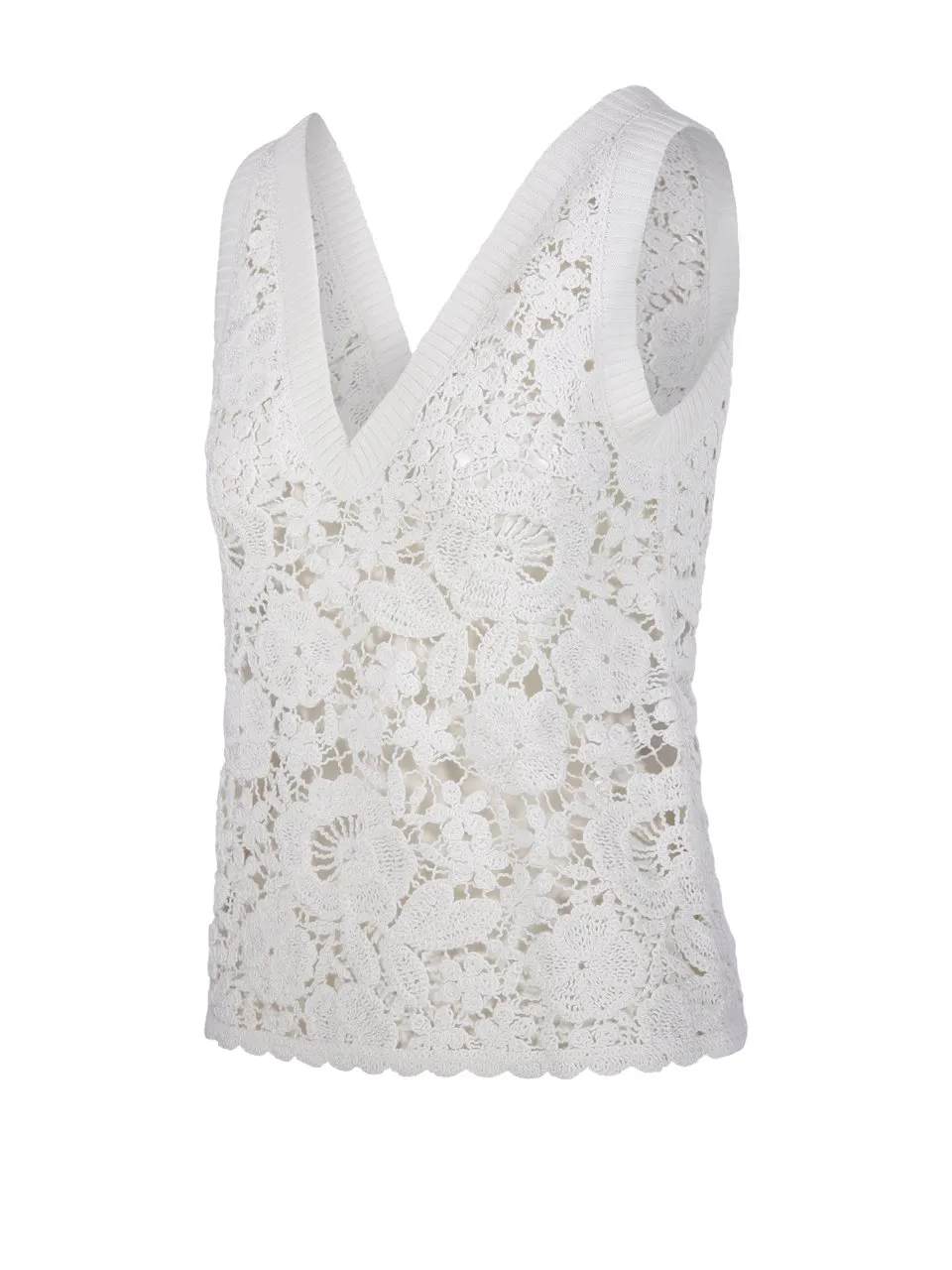 P.A.R.O.S.H. Floral Embroidered Knit Tank Top