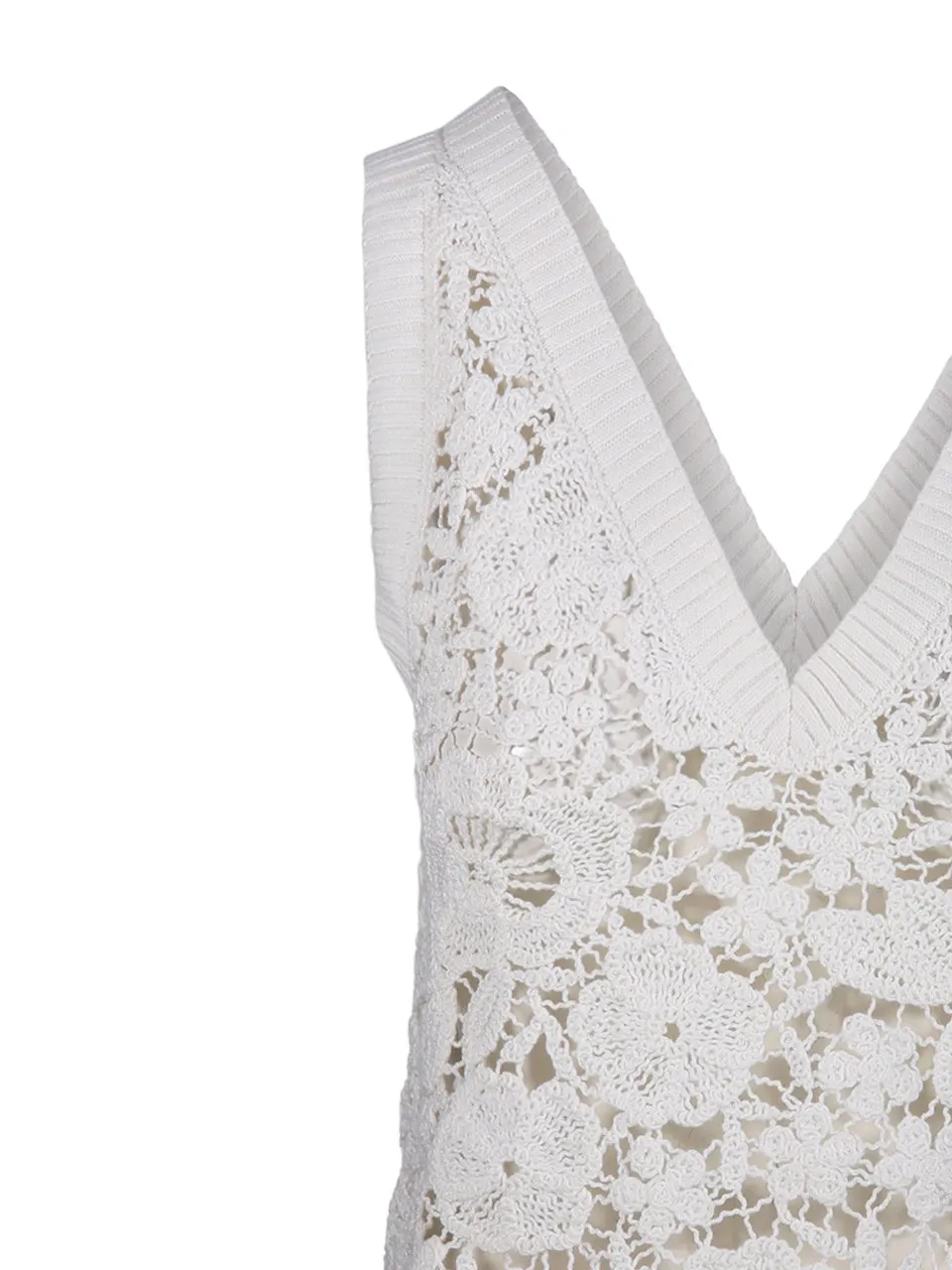 P.A.R.O.S.H. Floral Embroidered Knit Tank Top