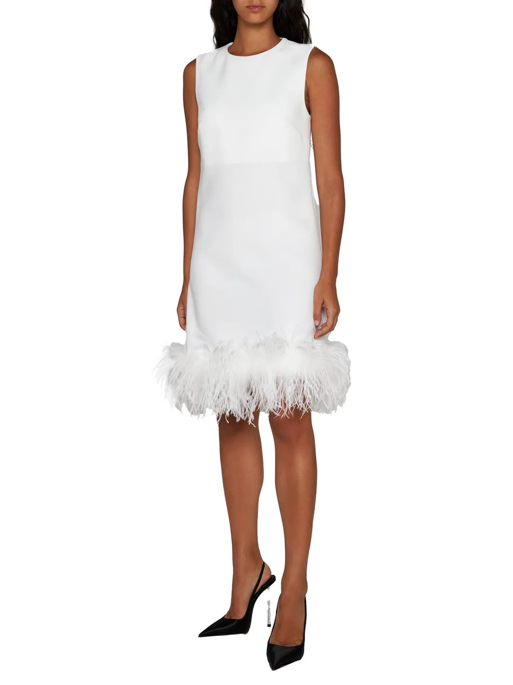 P.A.R.O.S.H. Feather Embellished Sleeveless Midi Dress