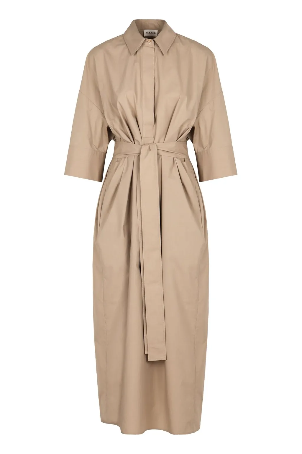 P.A.R.O.S.H. Short Sleeved Belted Waist Shirt Dress