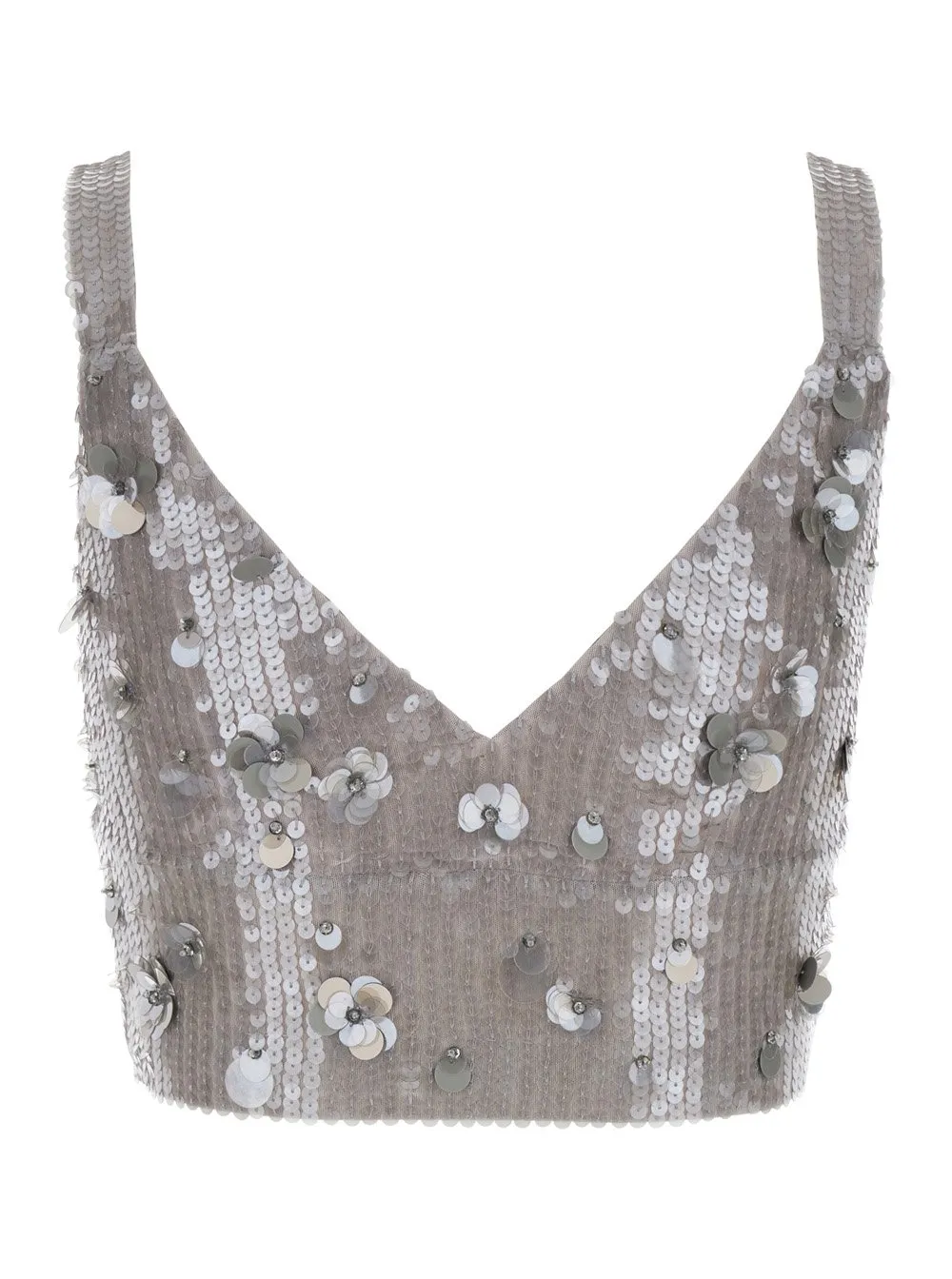 P.A.R.O.S.H. Sequin-Embellished Sleeveless Cropped Top