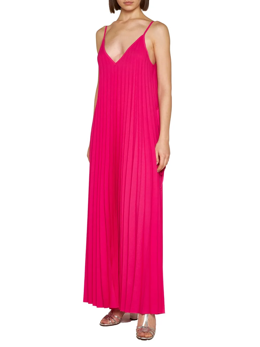 P.A.R.O.S.H. V-Neck Palmer Pleated Maxi Dress