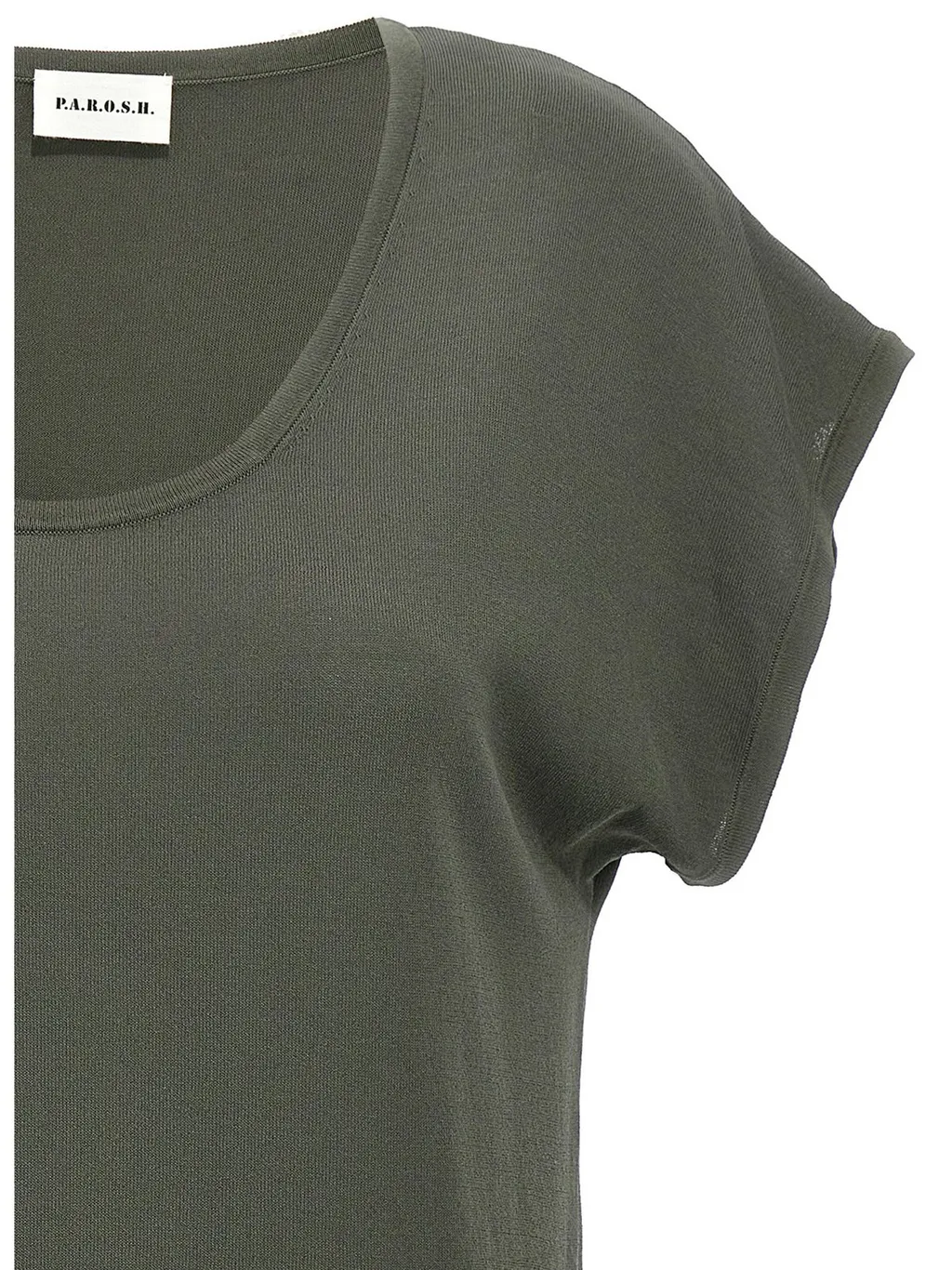 P.A.R.O.S.H. U-Neck Straight Hem T-Shirt