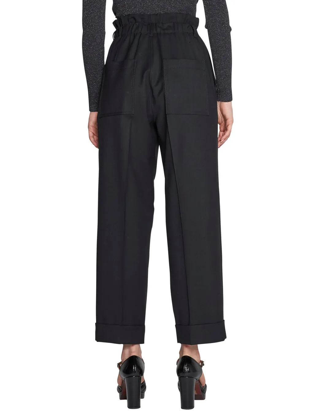 P.A.R.O.S.H. Paperbag Waist Straight Leg Trousers
